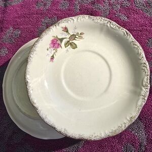 Vintage Floral White Dinner Plates Set Of 2